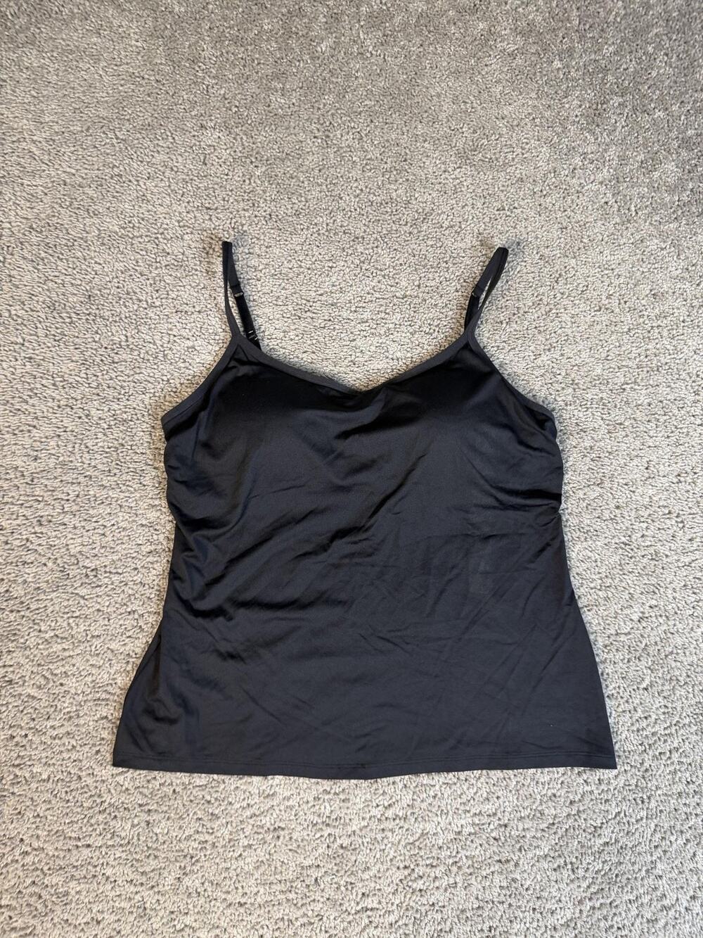 Banana Republic Tankini Womens L Black Lined Spaghetti Strap Built-In Bra